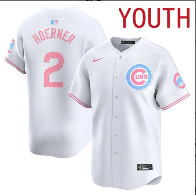 Youth Chicago Cubs #2 Hoerner white 2024 Nike MLB jersey